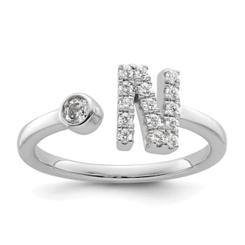 Rhodium Over 14K White Gold Lab Grown Diamond VS/SI GH, Initial N
Adjustable Ring
