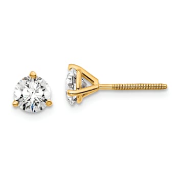 14K Yellow Gold Lab Grown Diamond 1ct. VS/SI GH+, 3 Prong Screwback Earrings