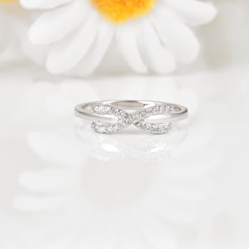 Lab Grown Diamond Rhodium Over Sterling Silver Criss Cross Infinity Ring
VS- GH