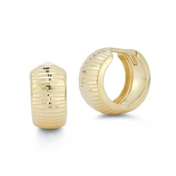 Bellissima Gold 14K Yellow Gold Bold Diamond Cut Hoop Earrings