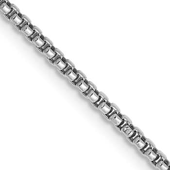 14k White Gold 1.5mm Hollow Round Box Chain 26"