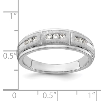 Rhodium Over 10K White Gold Lab Grown Diamond Men's Ring