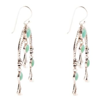 Barse Jewelry Floral Chandelier Blue Turquoise Sterling Silver Earrings