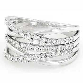 Lab-Grown Diamond Crossover Ring 0.62ctw In Sterling Silver