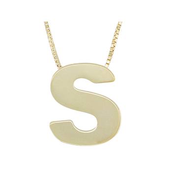 Block Letter S Initial Pendant Necklace In 10K Gold