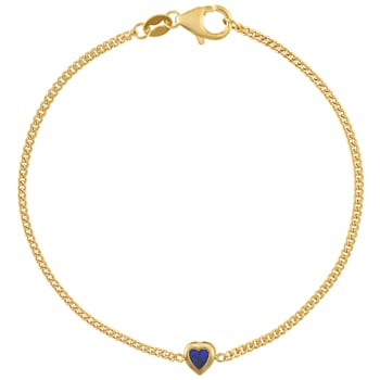 14K Yellow Gold Over Sterling Silver Lab Created Sapphire Curb Chain
Bracelet .22ctw