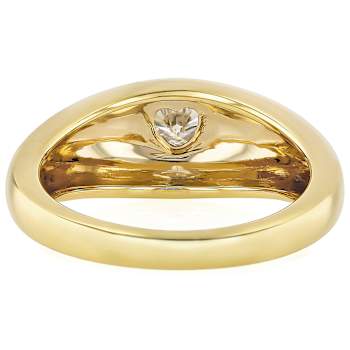 Heart Moissanite Band Ring In 14K Gold Over Sterling Silver