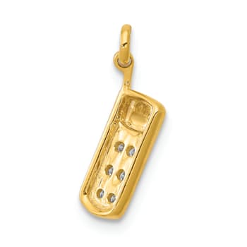 14K Two-tone Gold Textured Diamond Cell Phone Charm