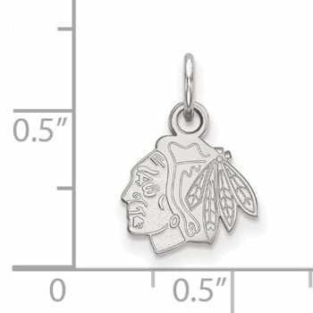 Rhodium Over Sterling Silver NHL LogoArt Chicago Blackhawks Extra Small Pendant