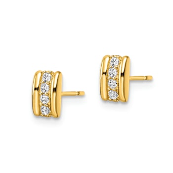 14k Yellow Gold Cubic Zirconia Bar Stud Earrings