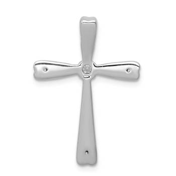 Rhodium Over 14k White Gold Diamond Cross Chain Slide Pendant