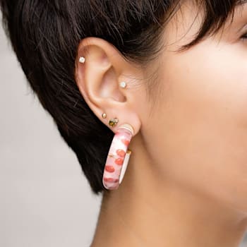 14K Yellow Gold Over Sterling Silver Illusion Hoops in Cherry on Top