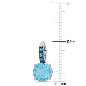 15.25ctw Sky Blue and London Blue Topaz Drop Earrings in Sterling Silver