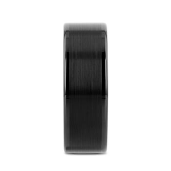 VULCAN Flat Black Tungsten Ring with Brushed Center & Polished Edges 8mm