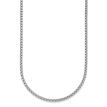 Rhodium Over Sterling Silver Polished 2.0mm Box 16 Inch Chain