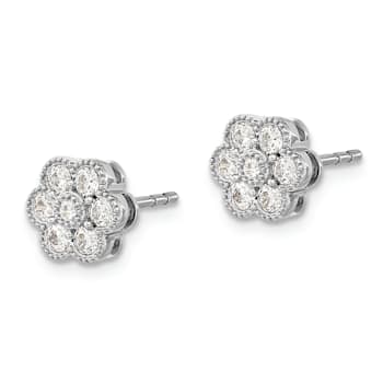 Rhodium Over 14K White Gold Lab Grown Diamond SI1/SI2, G H I, Floral
Post Earrings