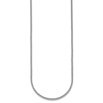 Rhodium Over Sterling Silver Polished 2.1mm Franco 20 Inch Chain