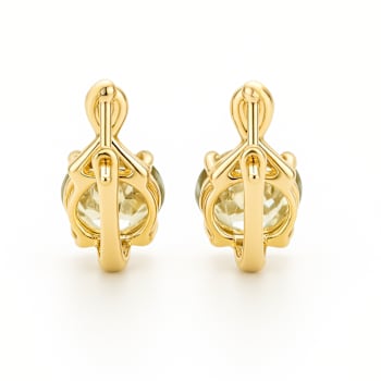 14K Yellow Gold Over Sterling Silver Prasiolite Round Drop Earrings