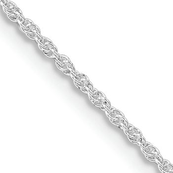 Rhodium Over Sterling Silver 1.3mm Loose Rope Chain Necklace