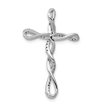 Rhodium Over 14k White Gold Diamond Twisted Cross chain slide