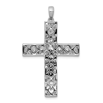 Rhodium Over 14K White Gold 1ct. Diamond Latin Cross Pendant