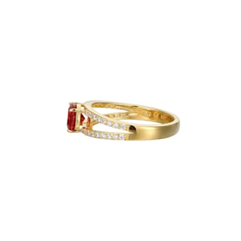 Red And White Cubic Zirconia 18K Gold Over Sterling Silver Ring 2.41ctw