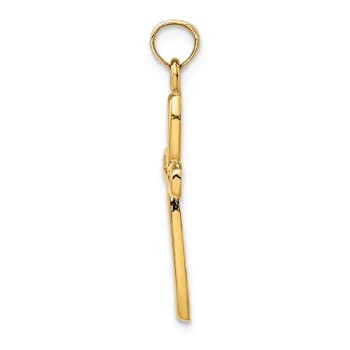 14k Yellow Gold Cross with Filigree Center Charm