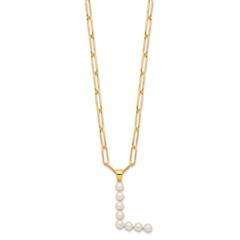 Gold Tone Sterling Silver 3-5.5mm Freshwater Cultured Pearl LETTER L
18-inch Necklace