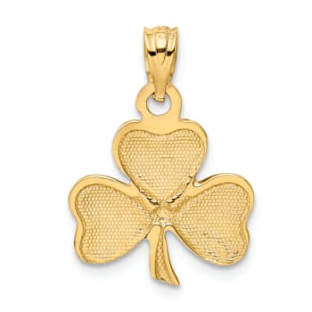 14K Yellow Gold Enameled 3 Leaf Clover Pendant