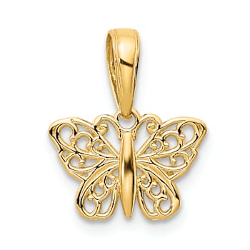 10K Yellow Gold Filigree Butterfly Charm