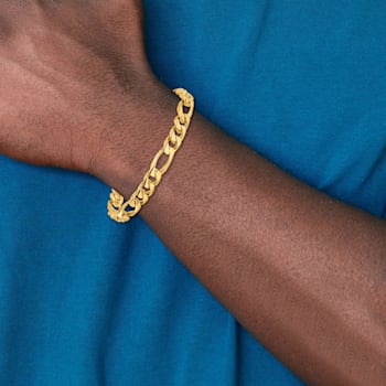 14K Yellow Gold 8mm Hand-Polished Figaro Link Bracelet