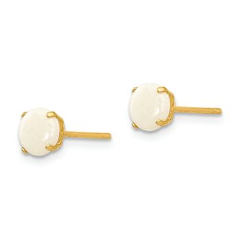 14k Yellow Gold Children's 5mm Round Opal Stud Earrings