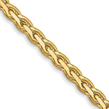 14k Yellow Gold 2.3mm Solid Flat Wheat 16 Inch Chain