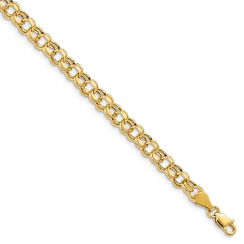 14k Yellow Gold 5mm Diamond-Cut Double Link Bracelet