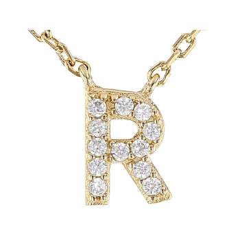 CZ Initial R Station Necklace In 18K Gold Over Sterling Silver 0.1ctw
