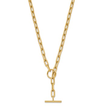 14K Yellow Gold Paperclip 18-inch Toggle Necklace