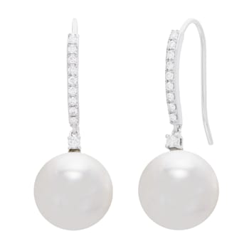 12-13mm Round White Freshwater Pearl with 0.27ctw Diamond 14K White Gold
Drop Earrings