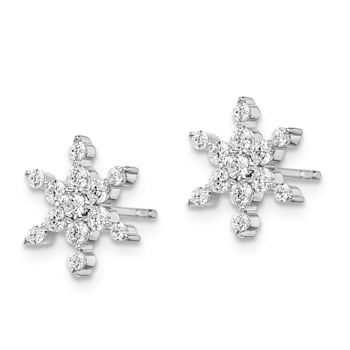 Rhodium Over 14K White Gold Lab Grown Diamond SI1/SI2, G H I, Star Post Earrings