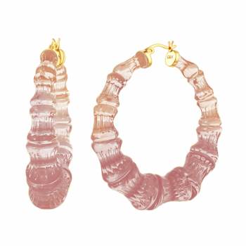 14K Yellow Gold Over Sterling Silver Bamboo Acrylic Hoops in Autumn Leaves