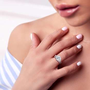 Aquamarine, White Topaz and Diamond 10K White Gold Bridal Ring 1.90ctw