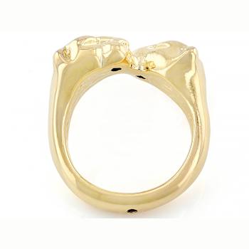 Double Panther Ring In 18K Gold Over Bronze