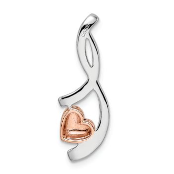 14K Two-tone Gold Diamond Heart Chain Slide Pendant