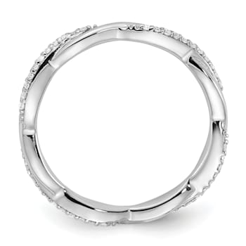 Sterling Silver Stackable Expressions Polished Diamond Ring 0.132ctw