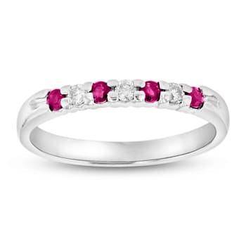 0.25ctw Ruby and Diamond Wedding Band Ring in 14k White Gold