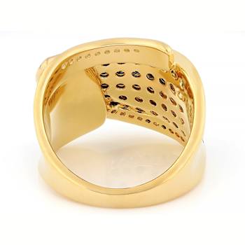 Black Spinel And White Zircon Ring In 18K Gold Over Sterling Silver 1.56ctw