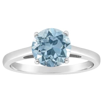 8mm Round Sky Blue Topaz Rhodium Over Sterling Silver Ring