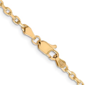 14K Yellow Gold 3mm Diamond-cut Round Open Link Cable Chain Necklace