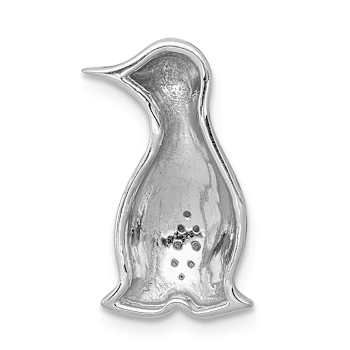 Rhodium Over 14k White Gold Diamond Penguins Chain Slide