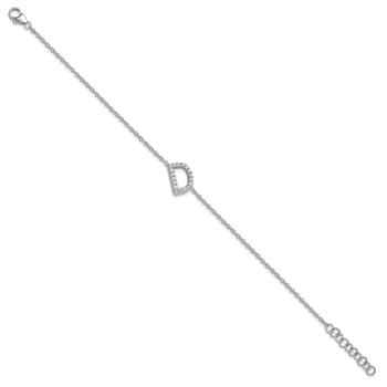 Rhodium Over 14k White Gold Diamond Sideways Letter D Bracelet