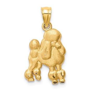14k Yellow Gold Brushed and Diamond-Cut Poodle Pendant